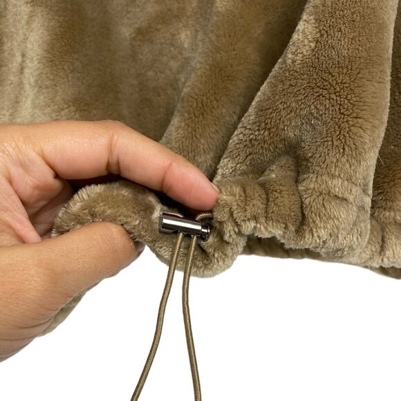 Weekend Edition‎ Brown Fuzzy Crop Draw String Hoodie Velour  Size:M 515 - Picture 3 of 7